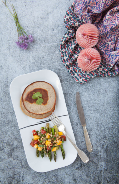 Bild für Exotic Mango-Salsa trifft auf Spargel mit Bliny