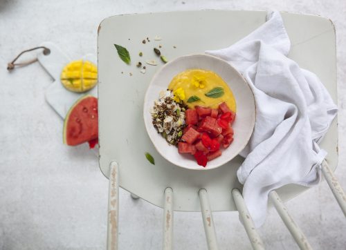 Bild für Mango-Kokos-Creme, Wassermelone & Pistazien-Granola 